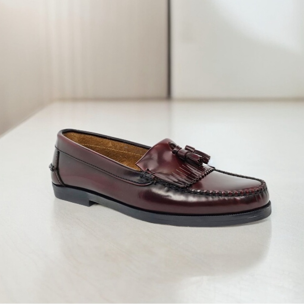 Bally Brigade Burgundy Leather Kiltie Tassel Loafers Size 42.5 Made in Italy